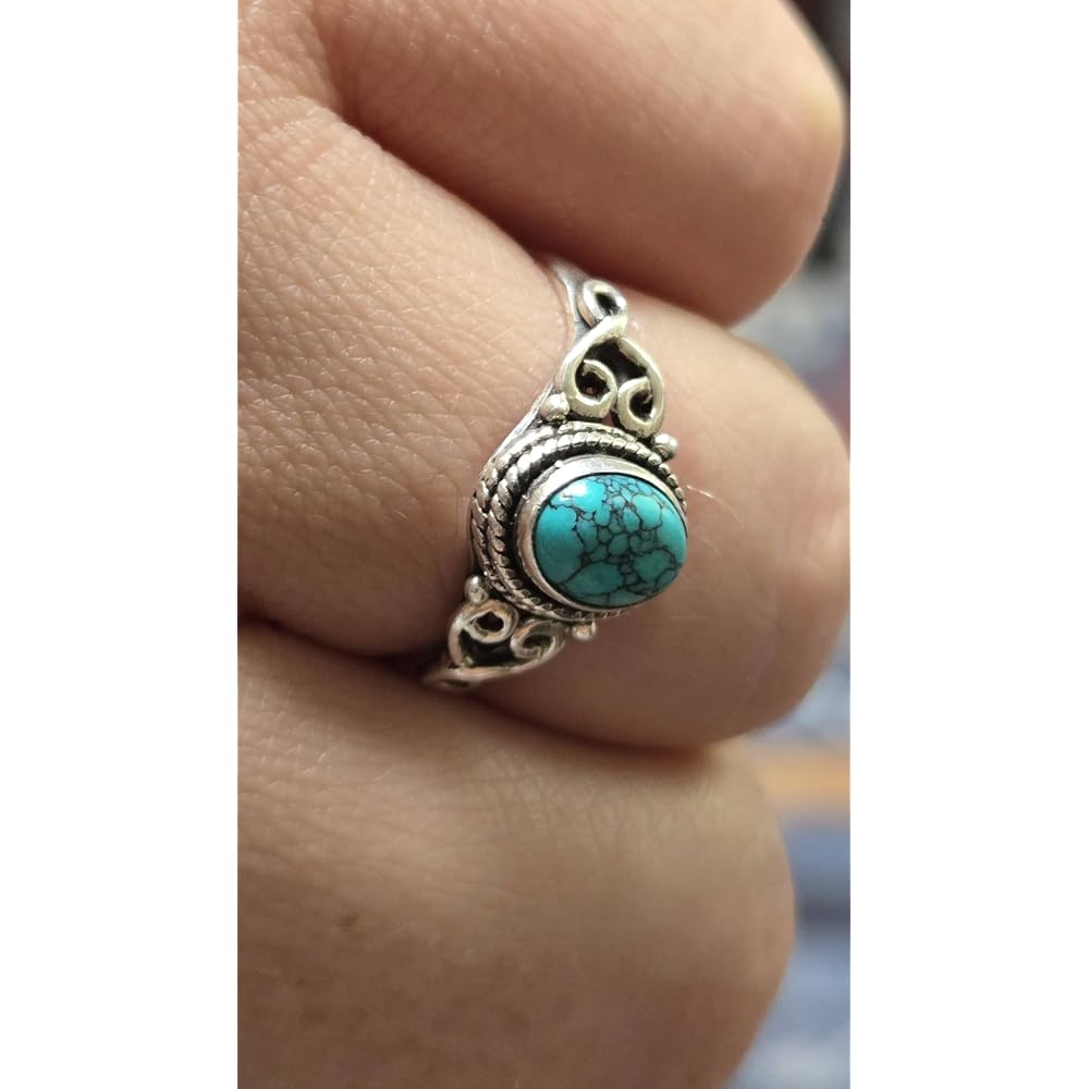 Turquoise Stone Ring 925 Sterling Silver Statement Ring For Women Handmade Gemstone Christmas Jewellery Gift For Her