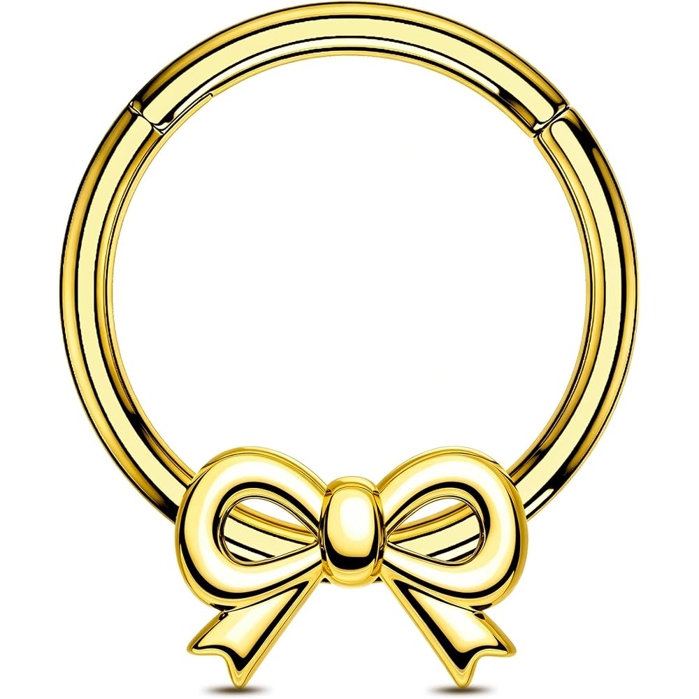OUFER 316L Surgical Steel Bow Septum Rings, 16G Septum Piercing Jewelry